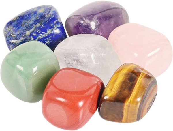 NOG Seven Chakra Stones Healing Crystals Set of 7 Color Chakra Gemstone Worry Stones For Grounding Balancing Soothing Meditation 10-20mm (1 Set - Multicolor 7 Stones) - Image 2