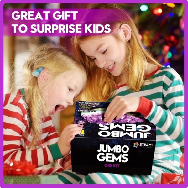 Dr. Daz Minerals Excavation Set Jumbo Gemstone Experiment Set Digging Real Jewel & Stones Yourself with Hammer and Chisel, Birthday Party Set for Children from 6 7 8 9 10 Years - Image 4