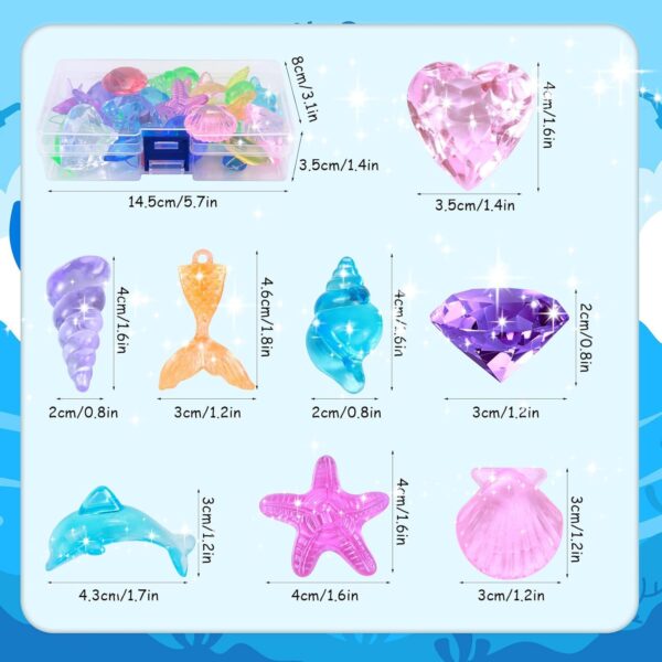 GraGra Diving Gem Pool Toys, 26 Pcs Pool Toys Diving Gems Ocean Theme Colorful Acrylic Diamond Gemstones Marine Animals Gem Underwater Swimming Dive Throw Toy for Kids with Storage Box - Image 7