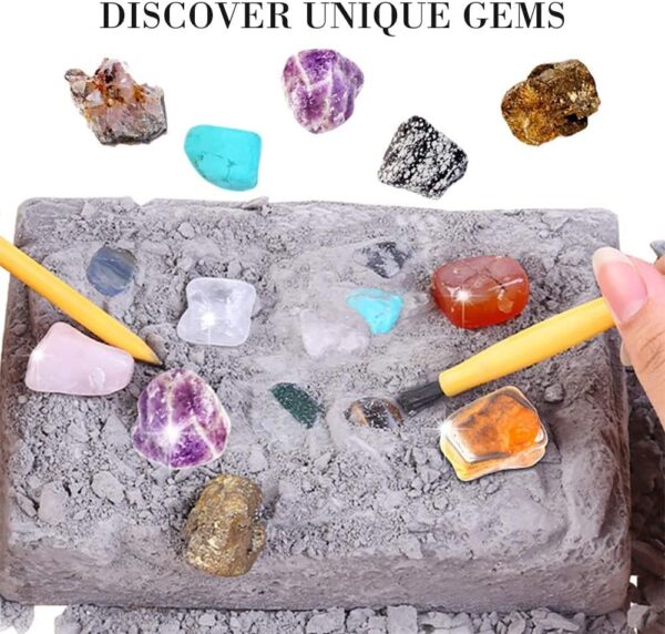 Bambibo Gemstone Dig Kit For Kids - Real Gem Digging Kit For Kids | Crystal Digging Kit For Kids | Dig For Gemstones And Crystals | Kids Archaeologist Kit | Gemstone Dig Kit For Kids 8-12 - Image 9