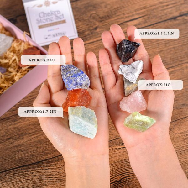TERRIFI 17Pcs Crystals and Healing Stones, 14Pcs Real Raw Chakra Stones Set, Selenite Charging Plate, Amethyst Necklace, Rose Quartz, Gift Box, Guide for Beginners, Collection, Meditation, Yoga, Lady - Image 6