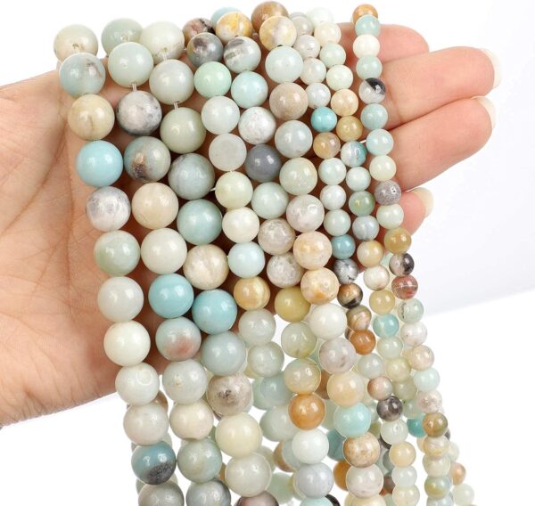 KASTWAVE 60pcs 6mm Black Point Natural Stone Beads for Jewelry Making, Energy Stone Healing Power, Chalcedony Jades Natural Beads Round Smooth, Necklace Bracelet, Excellent Polishing, Enjoy Diy Fun - Image 2