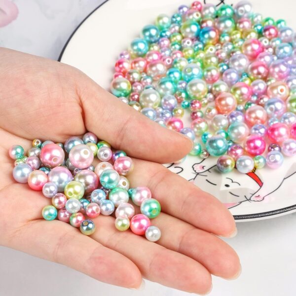 ELECDON 1890Pcs Multicolored Pearls Beads, Loose Round Spacer Beads, Smooth Rainbow Faux ABS Beads for Jewelry Making, Bracelets, Earrings, Necklaces, DIY Crafts 4 6 8 10mm - Image 7