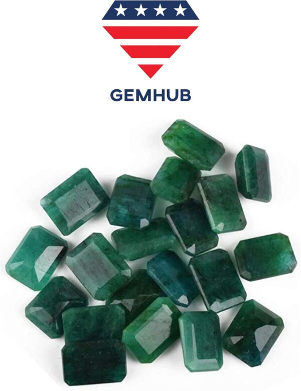 GEMHUB Zambian A+ Grade Green Emerald Approx 200 Ct. Set of Fine 20 Pieces Natural Green Emerald Loose Gemstones Beads - Image 8