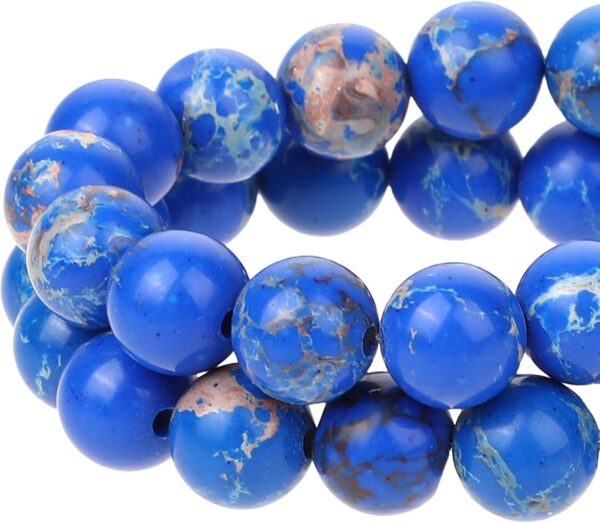 45 Pcs Dark Blue Beads Gemstone Beads Colorful Round Stone Beads for Jewelry DIY Making Handmade bead material weaving (Dark blue) - Image 2