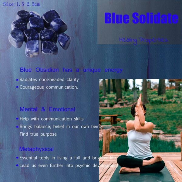 YATOJUZI Blue Solidate Tumbled Polished Natural Healing Crystals Stones Bulk Stones Crystal for Energy Reiki Tumbling Cabbing Balancing Decoration Gemstones Crystal Healing Meditation Therapy Gift - Image 8