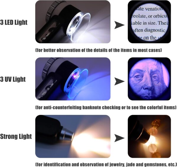 NALACAL 30X Jewelers Loupe, Rechargeable Illuminated Loupe Magnifier, Adjustable Focal Length, Designed for Jewelry Appraisal, Jade, Gemstones, Coins and Stamps (with Gemstone Intense Flashlight) - Image 5