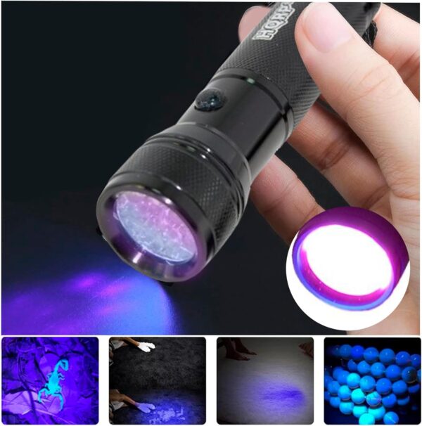 HQRP 12 LED 365 nm UV Flashlight Black light for Minerals Inspection Identification, Ultraviolet Gemstone Detection + HQRP UV Meter - Image 4