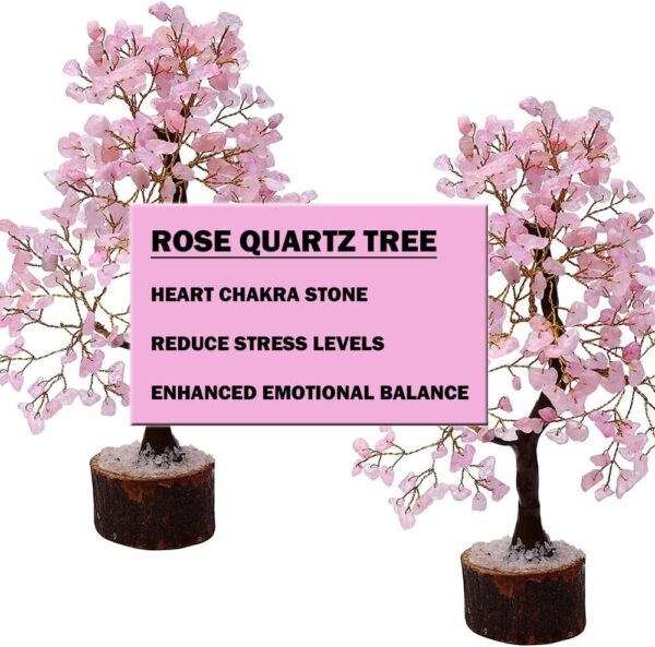 REBUY Rose Quartz Tree Crystal Gemstone Tree Chakra Healing Stone Tree, Size 9 Inch - Image 3