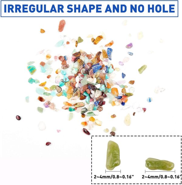 NBEADS 1 Box Undrilled Gemstone Chips, 18 Styles Natural Irregular Crystal Chips Chakra Stone Beads for Jewelry Making, 2-8mm - Image 4