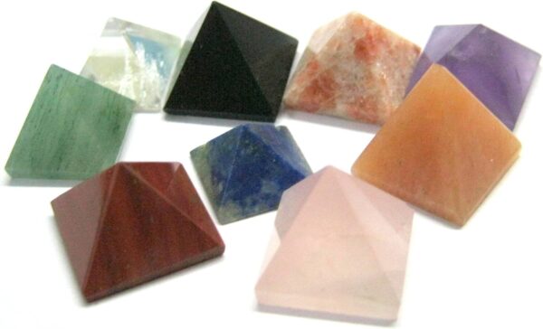 CRYSTALMIRACLE Lot Of 9 Multi Crystal Loose mini Pyramids Bagua Vaastu crystal healing wellness Feng shui Reiki Gemstone - Image 2