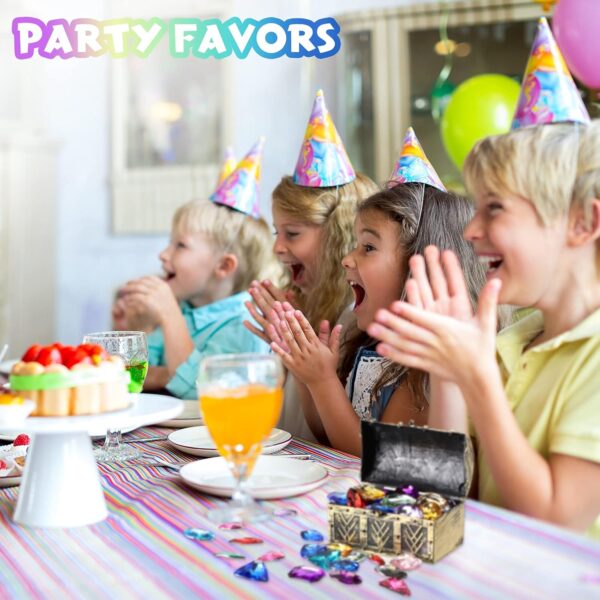 Hicarer 100 Pieces Toy Gems Pirate Treasure Jewels Fake Acrylic Gems Multicolor Bling Diamonds Plastic Gemstones with a Drawstring Bag for Party Table Decorations Pirate Party Favors - Image 6
