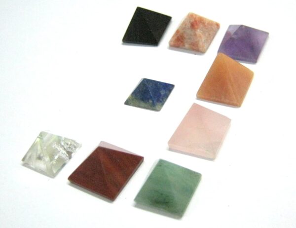 CRYSTALMIRACLE Lot Of 9 Multi Crystal Loose mini Pyramids Bagua Vaastu crystal healing wellness Feng shui Reiki Gemstone - Image 3
