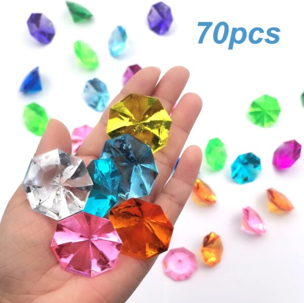 Excefore Acrylic Diamond Gems, Gems for crafting, Gemstones, Plastic Gems, Large Acrylic Gems, Plastic Gemstones for Kids, Jewels Bulk, Treasure Chest Hunt Party Favors for Kids, Multicolor - Image 3