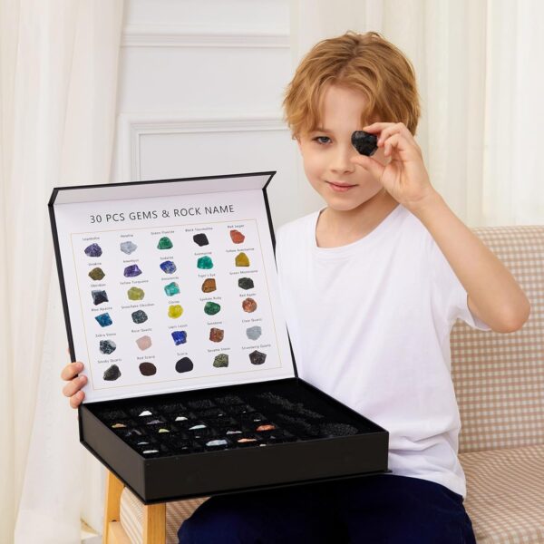 YXZZWL Rock Collection for Kids - 30 Pcs Rocks, Gemstones & Crystals Kit with Learning Guide,Mineral Education Set Geology Science STEM Toys, Earth Science Activity,Gifts for Boys & Girls - Image 3
