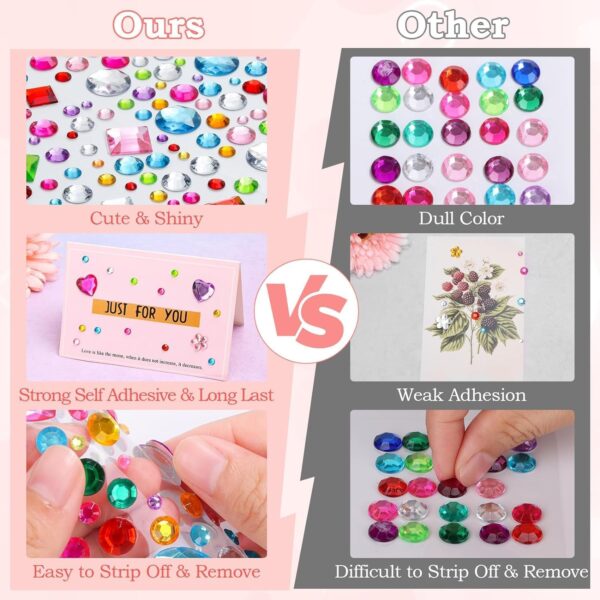 3200 Pcs Gems Stickers for Kids Crafts, 10 Sheets Self Adhesive Gems Jewels Stickers for Crafts, Bling Gemstone Stickers Decorative Diamond for Makeup & DIY, Muti Colors, Shapes, Sizes (3200pcs) - Image 5