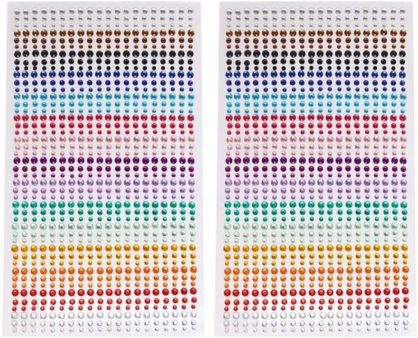 MAKINGTEC 2100 Pcs Rhinestone Stickers, Self Adhesive Crystal Glitter Diamond Art Gemstone Stickers for Face Diy Crafts Nail Phone Case Decoration (Colorful 2pcs) - Image 2