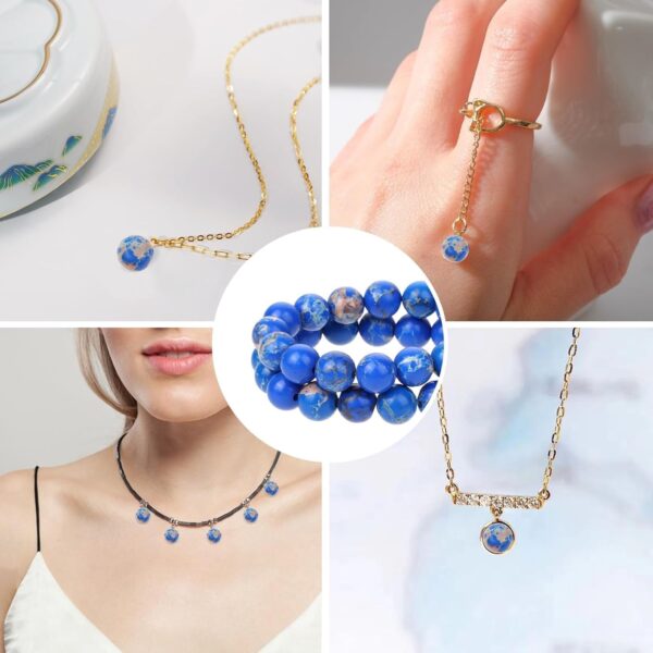 45 Pcs Dark Blue Beads Gemstone Beads Colorful Round Stone Beads for Jewelry DIY Making Handmade bead material weaving (Dark blue) - Image 7