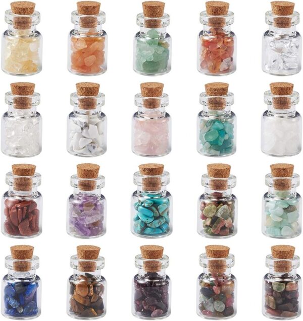 Cheriswelry 20pcs Mini Gemstone Wishing Bottles Set for Jewelry Making Home Decoration - Image 2