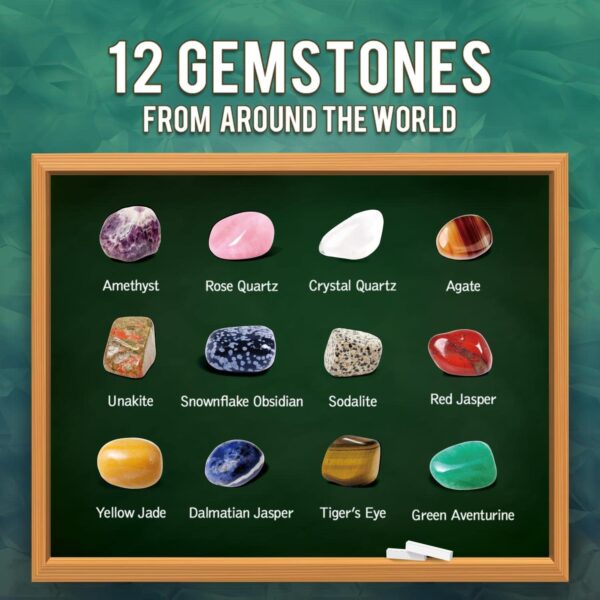 TERRIFI Gemstone Dig Kit, Dig Up 12 Real Gems, Gemstones and Crystals Excavation Kit, STEM Toys Rock Collection for Kids, Educational Party Gifts for Boys and Girls - Image 7