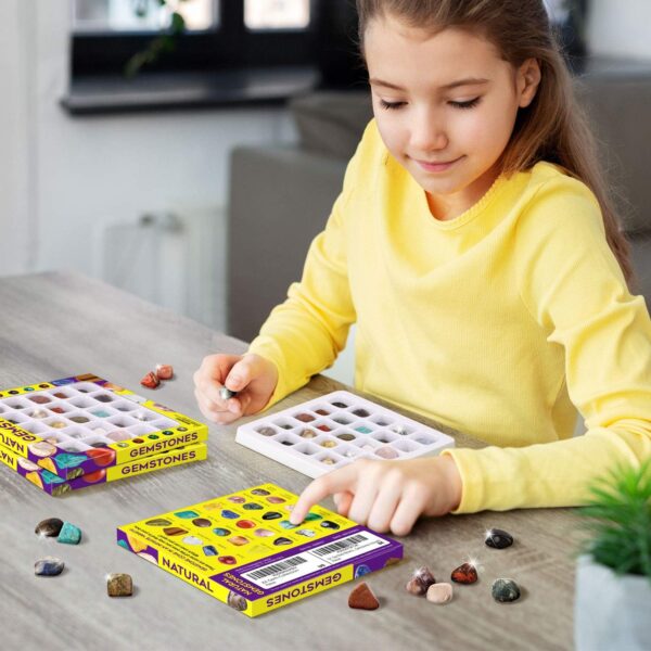 XXTOYS Rocks Collection 25PCS Rock and Mineral Education Set Gemstones for Kids Geology Gem Kit with Healing Chakra Gemstones, Tumbled Stones and More Identification Guide STEM Science Education - Image 4