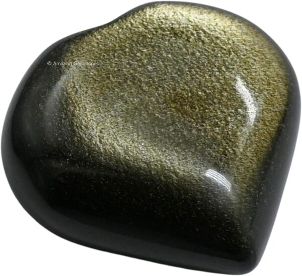 Amazing Gemstone Golden Sheen Obsidian Crystal Heart Palm Stone - Pocket Massage Worry Stone for Natural Body Chakra Balancing, Reiki Healing and Crystal Grid - Image 4