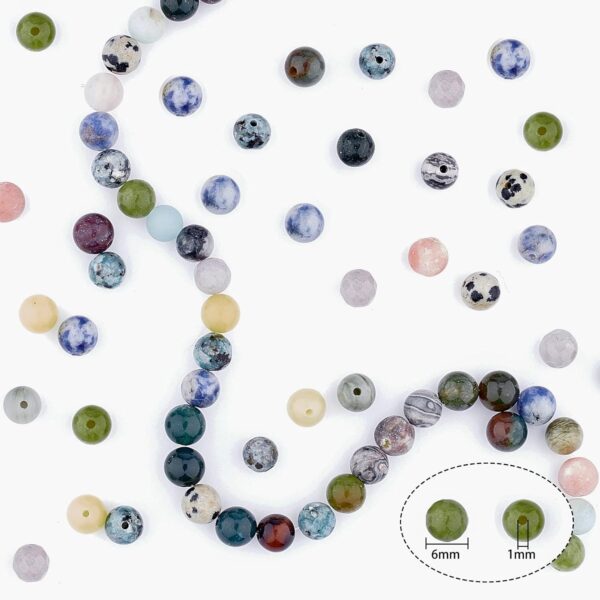 NBEADS About 750 Pcs Natural Gemstone Beads, 6mm Natural Loose Beads Stone Beads for DIY Jewelry Making - Image 3