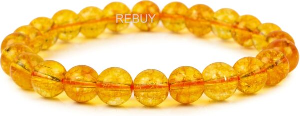 REBUY Citrine Bracelet | Natural Crystal Gemstone Stretchable Bracelet Have healing properties & physical, emotional, release Negative Energy and Spiritual benefits | White, 8mm Bead Size - Image 5