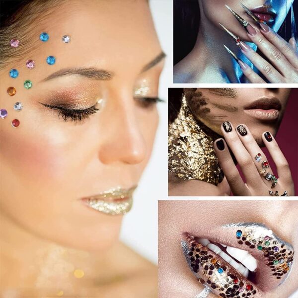 MAKINGTEC 2100 Pcs Rhinestone Stickers, Self Adhesive Crystal Glitter Diamond Art Gemstone Stickers for Face Diy Crafts Nail Phone Case Decoration (Colorful 2pcs) - Image 7
