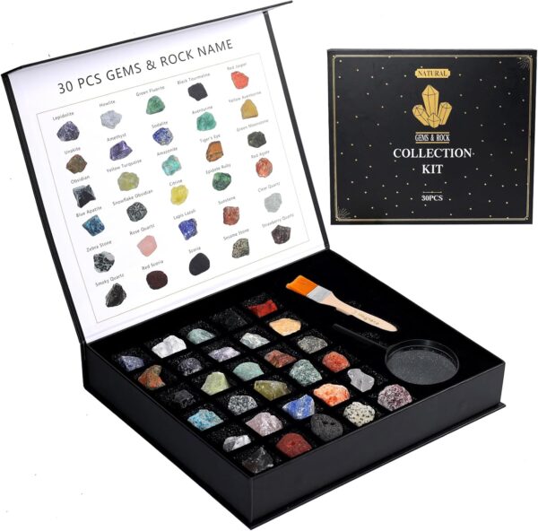 YXZZWL Rock Collection for Kids - 30 Pcs Rocks, Gemstones & Crystals Kit with Learning Guide,Mineral Education Set Geology Science STEM Toys, Earth Science Activity,Gifts for Boys & Girls - Image 10