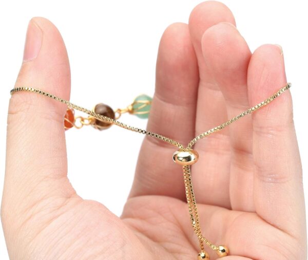 Azonee Chakra Stones Bracelet for Women, Natural Stone Bracelet with 14K Gold & 8mm Natural Round Gemstone Beads Reiki Crystal Bracelet Yoga Jewelry - Image 4