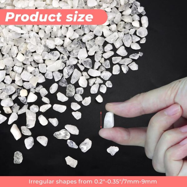 Twdrer 2lb/950g Small Natural White Clear Irregular Shaped Crystal Quartz Rock Tumbled Chips Crushed Stone Healing Reiki Crystal Gemstones for Garden Aquarium Vases Plants Decoration - Image 3