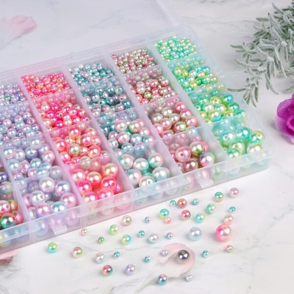 ELECDON 1890Pcs Multicolored Pearls Beads, Loose Round Spacer Beads, Smooth Rainbow Faux ABS Beads for Jewelry Making, Bracelets, Earrings, Necklaces, DIY Crafts 4 6 8 10mm - Image 9