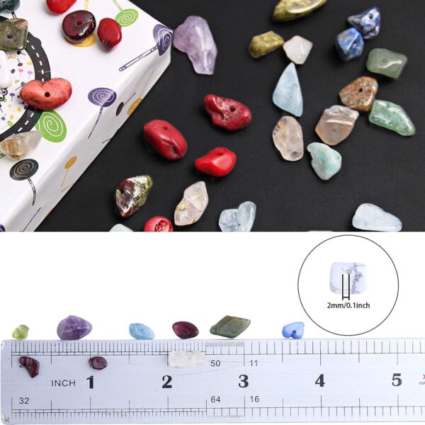 Mumoo Bear 844pcs Natural Chip Gemstone Beads for Jewellery Making Kits 15 Colors Irregular Shaped Loose Crystal Stone Beads for Healing Bracelets Necklace - Image 4