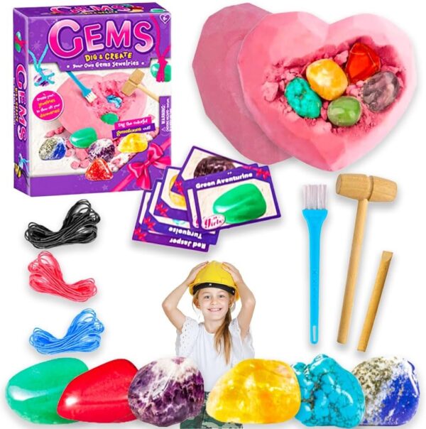 UKR Gems Dig Kit Necklace Making Science Kit Rock Mining Gemstones Lab Toys STEM Craft Experiment Discovery Set - Image 2
