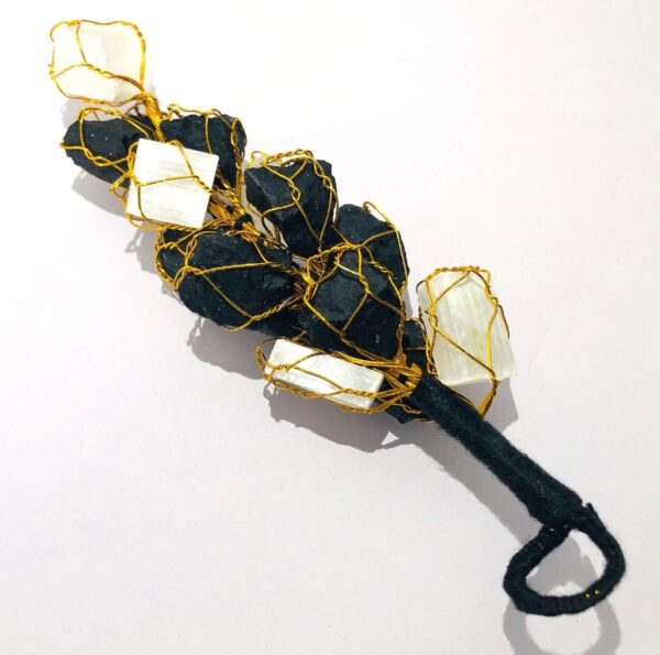 crystalmiracle BLACK TOURMALINE SELENITE GEMSTONE TREE CRYSTAL HEALING HOME OFFICE GIFT REIKI FENG SHUI MEDITATION PEACE WELLNESS GEMSTONE HANDCRAFTED - Image 3