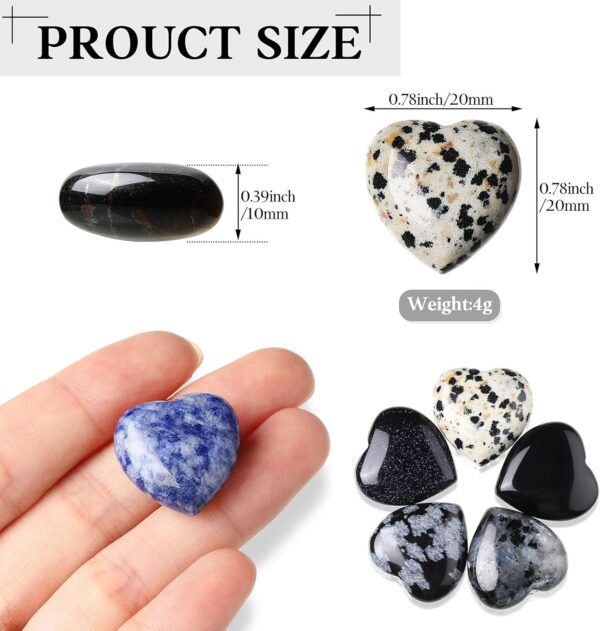 KASTWAVE Decorative Rocks, 30 Pieces Natural Healing Crystal Love Pocket Gemstone, Fish Tank Stone Vase Filler Palm Thumb Stone Decorative Stone Beach Aquarium Pebble Flat Succulent Marble for Vase - Image 4