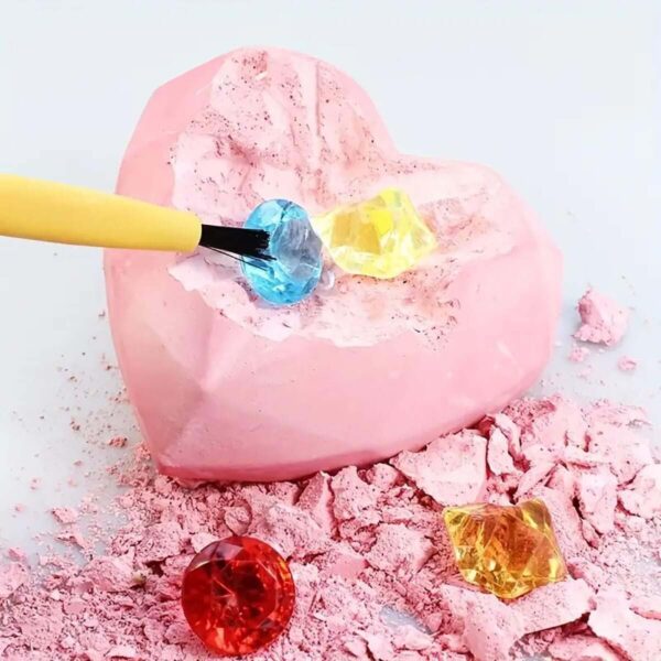 Children's Archaeology Digging for Gems DIY Kit - Crystal Gemstone Fossil Excavation Set for Boys and Girls, Featuring a Peach Heart Box for Treasure Hunting Adventure - Image 4