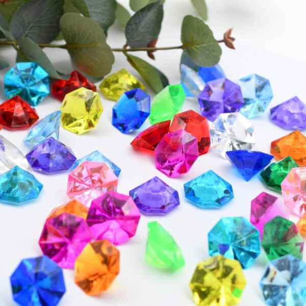 Excefore Acrylic Diamond Gems, Gems for crafting, Gemstones, Plastic Gems, Large Acrylic Gems, Plastic Gemstones for Kids, Jewels Bulk, Treasure Chest Hunt Party Favors for Kids, Multicolor - Image 5