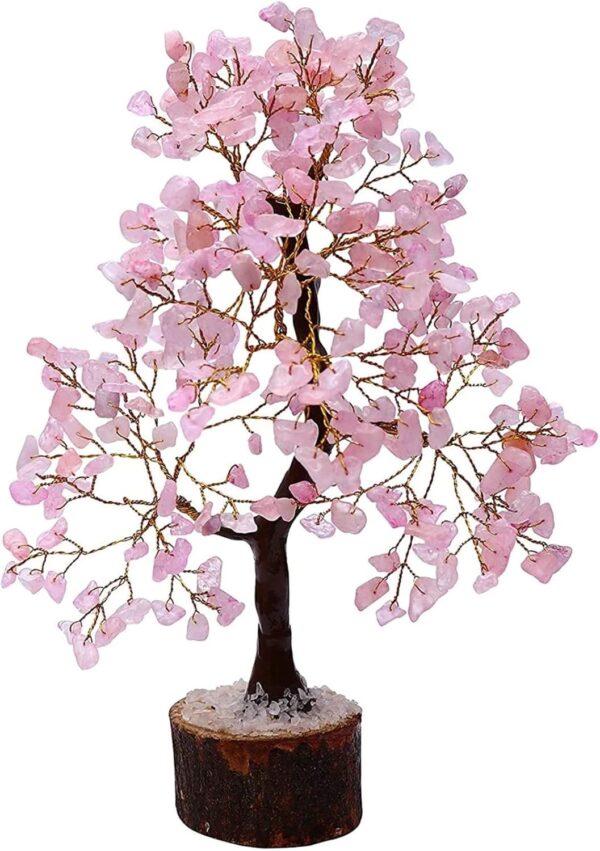 REBUY Rose Quartz Tree Crystal Gemstone Tree Chakra Healing Stone Tree, Size 9 Inch - Image 2