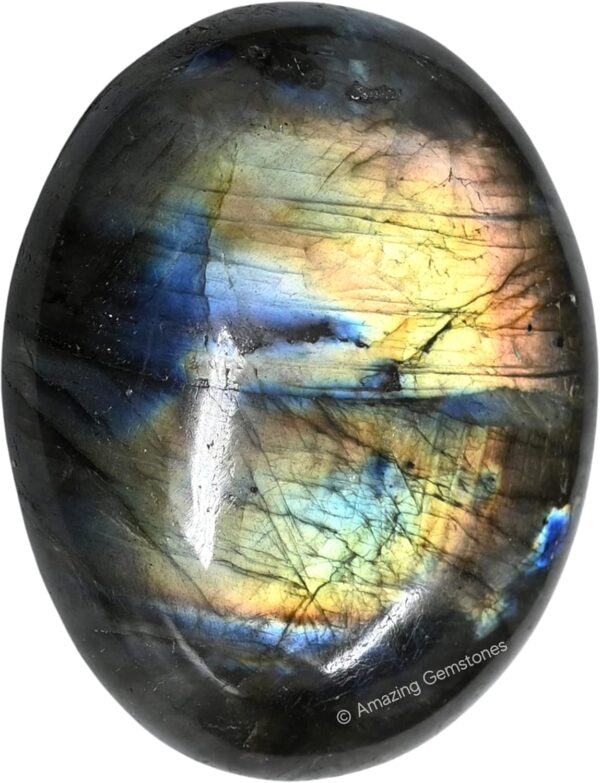 Amazing Gemstone Labradorite Crystals - Large Palm Stone - Crystal for Good Luck, Meditation & Decoration - Unisex - Loose Cut Gemstone - Image 2