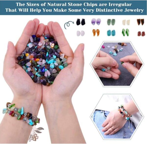 AM ANNA Crystal Jewelry Making Kit, with 15 Colors Irregular Crystal Gemstone Beads, Jewelry Wire and Earring Hooks for Ring, Earring and Jewelry Making - Image 5
