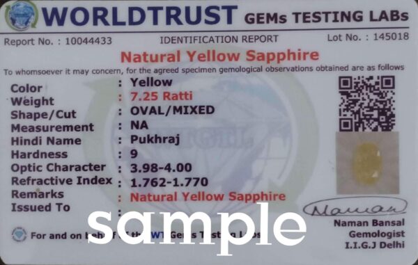 RRVGEM YELLOW SAPPHIRE RING Certified Natural 10.50 Carat Certified Unheated Untreatet Yellow Sapphire Pukhraj Gemstone Ring GOLD PLATED Ringfor Women's and Men's LAB -CERTIFIED, Gold Plated, Sapphire - Image 4