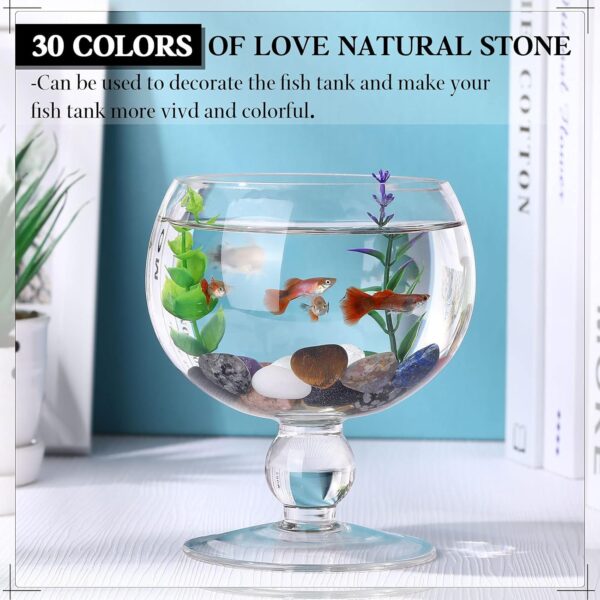 KASTWAVE Decorative Rocks, 30 Pieces Natural Healing Crystal Love Pocket Gemstone, Fish Tank Stone Vase Filler Palm Thumb Stone Decorative Stone Beach Aquarium Pebble Flat Succulent Marble for Vase - Image 6