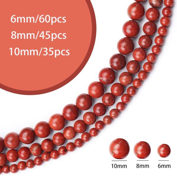 Siomia 60pcs 6mm Natural Red Jasper Gemstone Beads Energy Healing Crystal Round Loose Stone Beads for Jewelry Making, DIY Bracelets Necklaces - Image 4