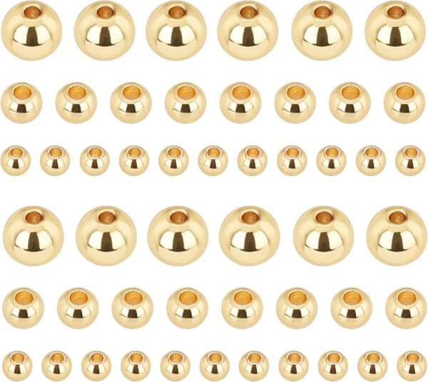PH PandaHall 180pcs 18K Gold Plated Smooth Metal Spacer Beads, 3mm 4mm 6mm Bracelet Beads for Summer Hawaii Layered Necklace Bracelet Jewelry Making - Image 2