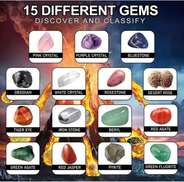 AM ANNA Gemstone Dig Kit, Dig up 15 Real Gemstones, Rocks Collection Kit, Volcanic Minerals Dig Kit Kids Activities STEM Science & Educational Toys for Boys, Girls - Image 5