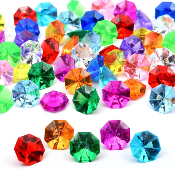 Excefore Acrylic Diamond Gems, Gems for crafting, Gemstones, Plastic Gems, Large Acrylic Gems, Plastic Gemstones for Kids, Jewels Bulk, Treasure Chest Hunt Party Favors for Kids, Multicolor - Image 2