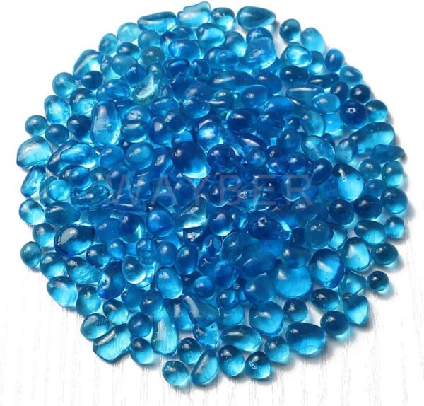 Tazweeq Glass Stones, 500g Irregular Sea Glass Pebbles Non-Toxic Artificial Crystal Gemstones for Aquarium Turtle Tank Vase Filler Terrarium Flowerpot Decoration, Lake Blue - Image 3