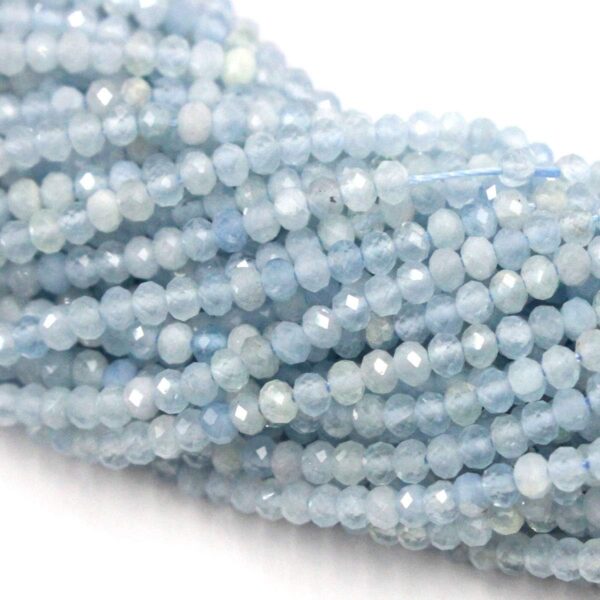 Tacool Natural Gemstone Beads Rondelle Saucer dic Semi Precious Beads for DIY Jewerly Making Beads (Aquamarine, 2x3mm) - Image 2
